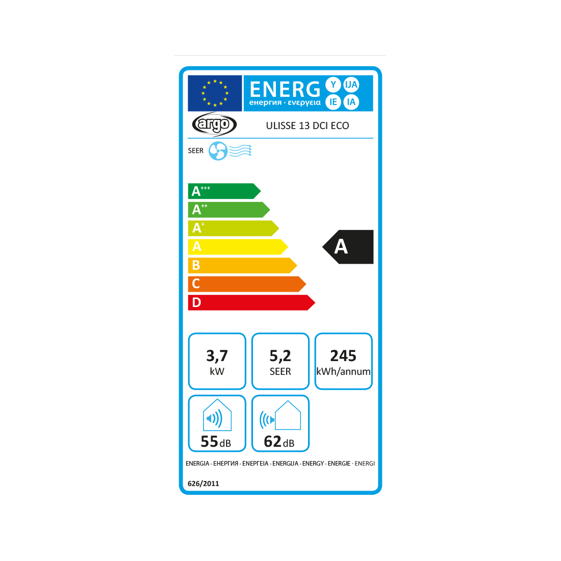 Argo Ulisse 13 DCI ECO Klimagerät mit WiFi 4000W / 13650BTU 81 m²