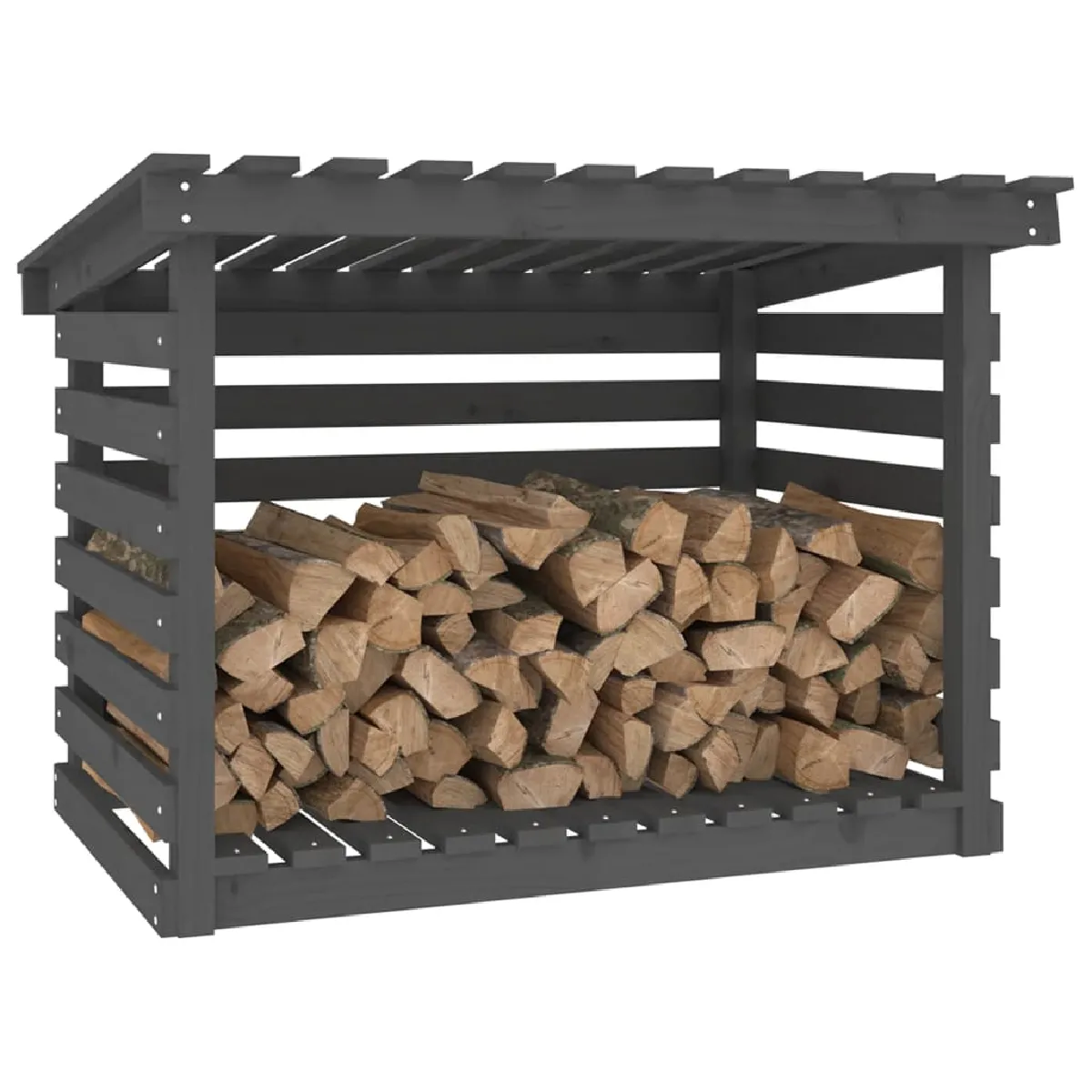 vidaXL Support bois de chauffage Gris 108x73x79 cm - Bois de pin