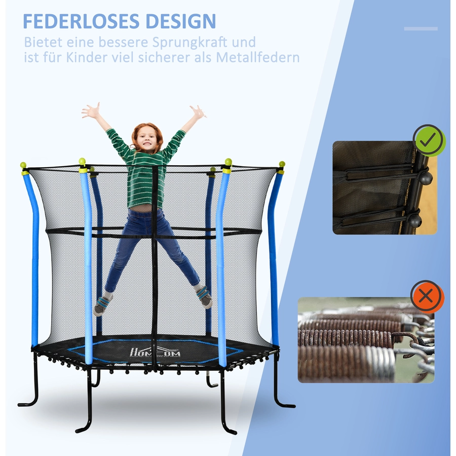 HOMCOM Trampolin mit Sicherheitsnetz blau