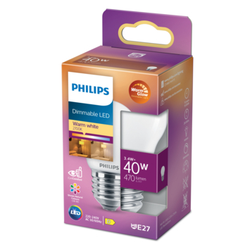 Philips LED kogel E27 40W mat warmglow dimbaar
