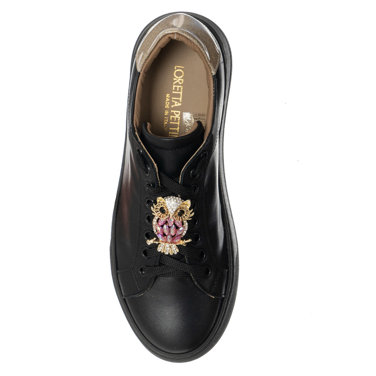 Loretta Pettinari Sneakers en Cuir Gufa noir/doré