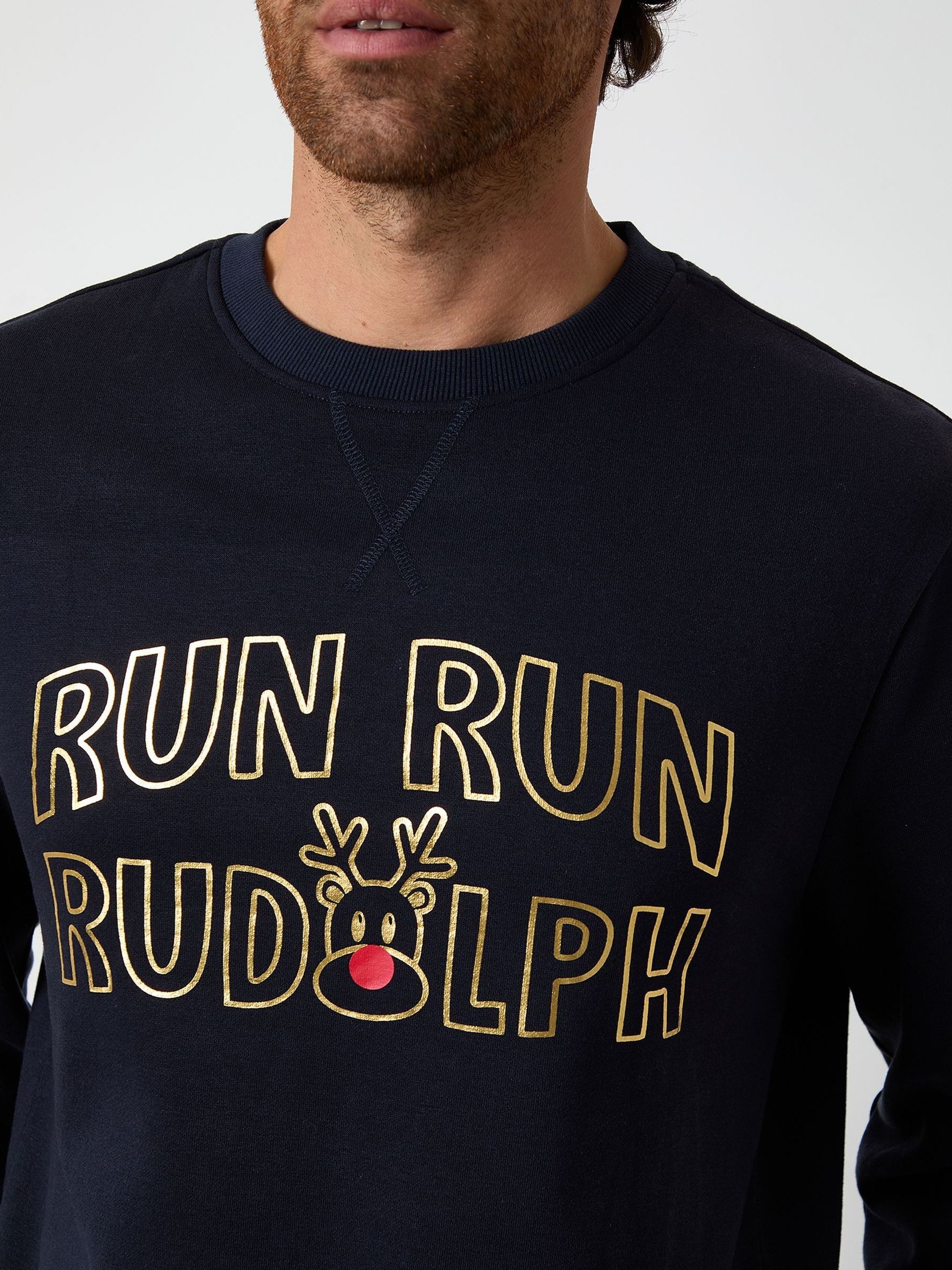 Blauw - Ronde hals - Threadbare Christmas Graphic Print Sweatshirt