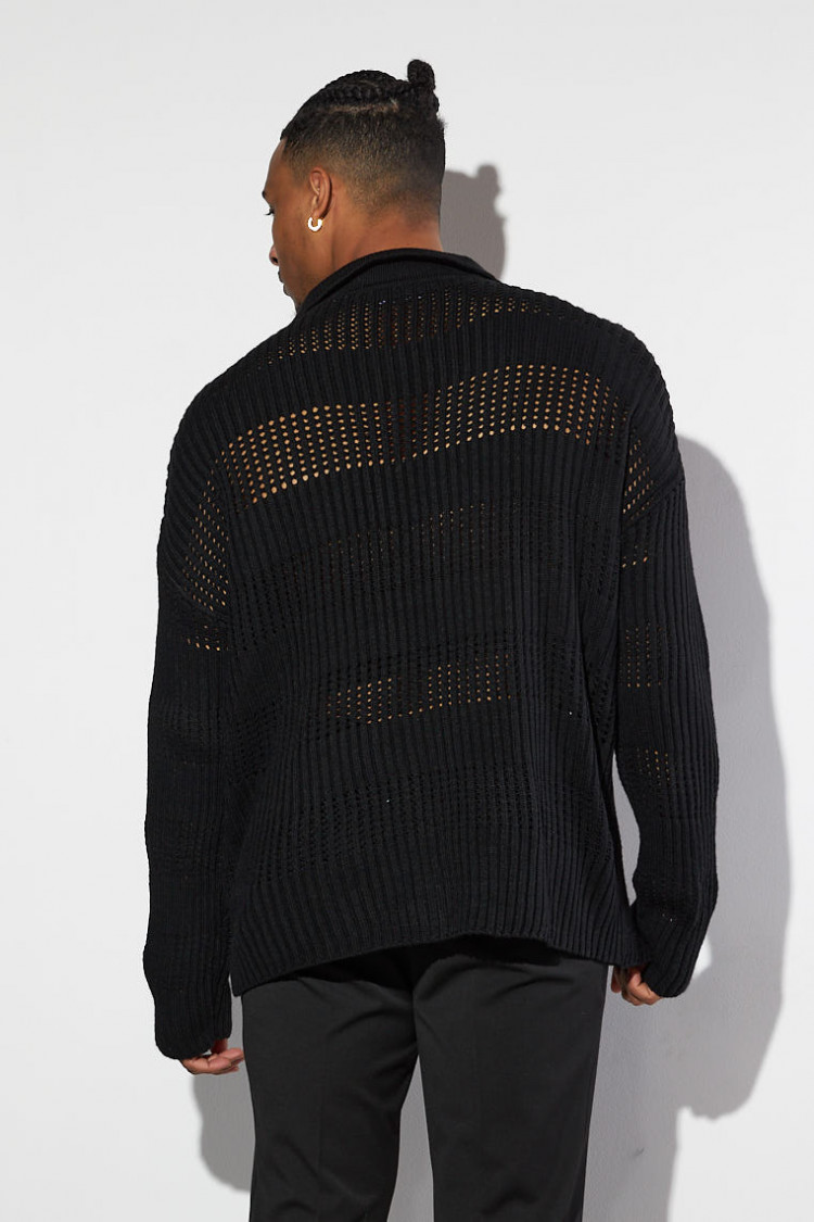 Gilet en maille ajourée noir