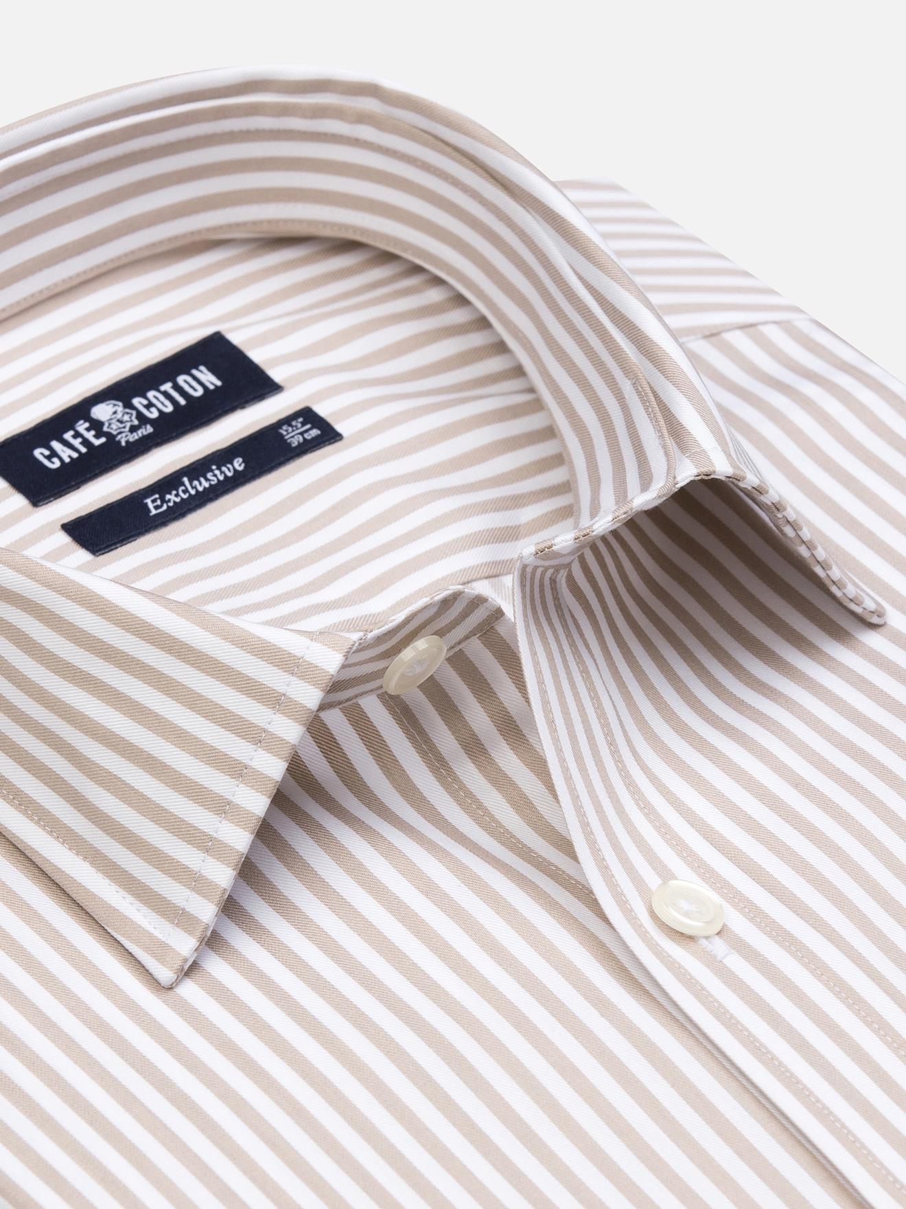 Chemise cintrée Barry à rayures sable - Petit col