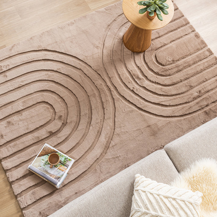 Zacht hoogpolig vloerkleed - Carvy Arches Taupe