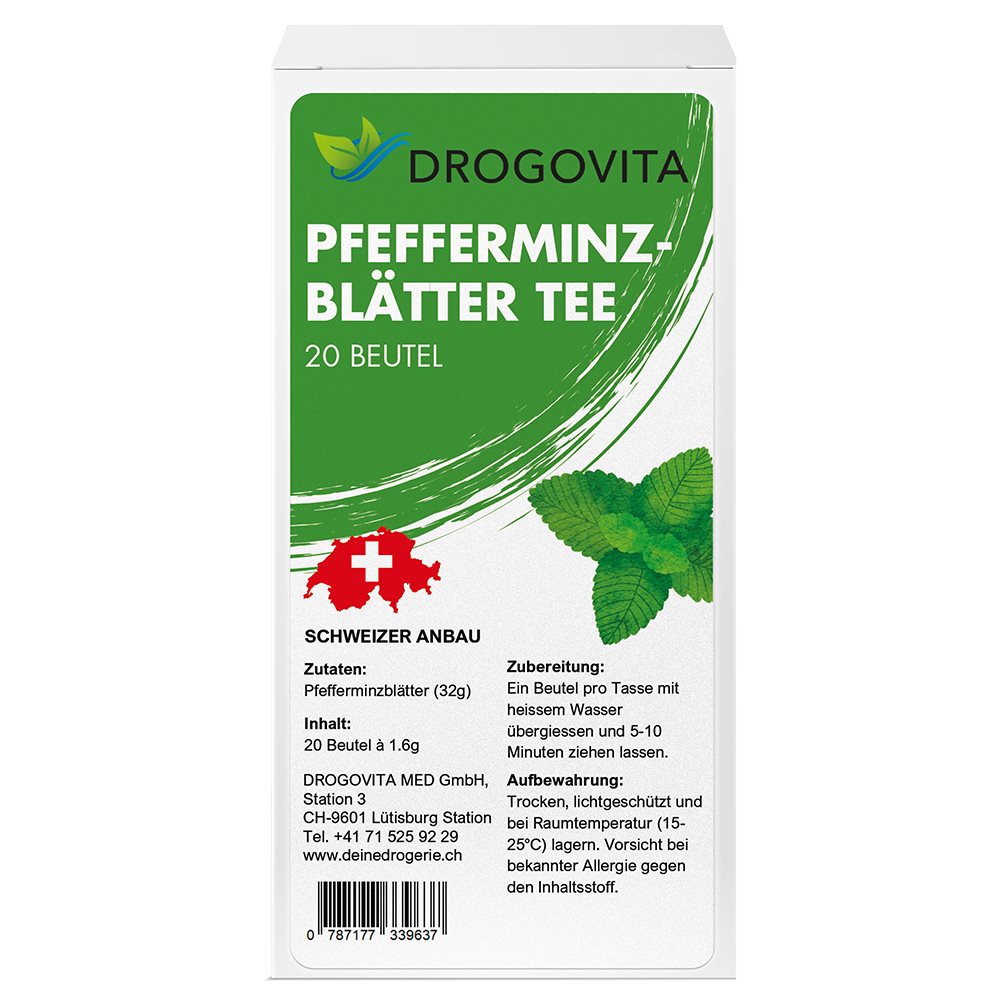 DROGOVITA Pfefferminzblätter Tee<br>20 Stück, Beutel, TEES