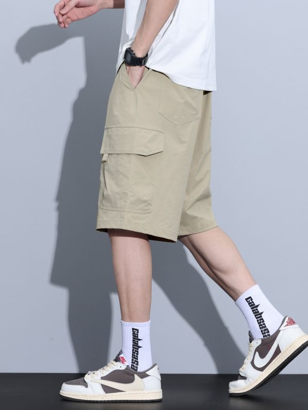 Denimic - Effen shorts met trekkoordtaille