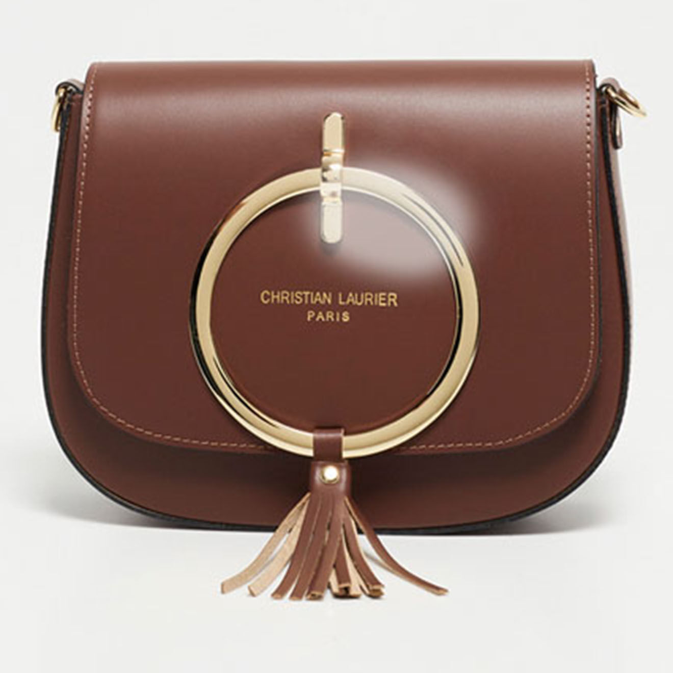 Christian Laurier Sac bandoulière en Cuir Audrey marron - 27x22x8.5 cm