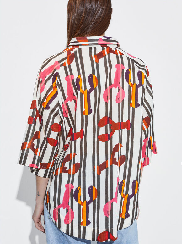 Camisa de algodão estampada - Multicor