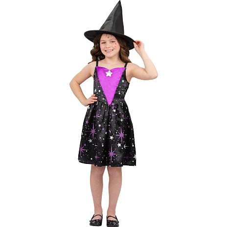 Halloween heksekostume med stjerner kostume str. 128