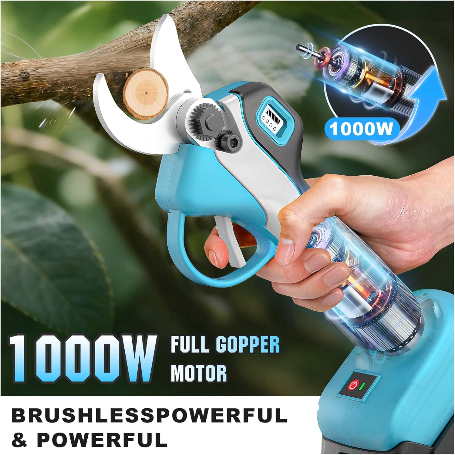 8 Zoll Mini Kettensäge & Akku Elektro Gartenschere 4-in-1 Gartenwerkzeug Set,Mit 2×4.0ah Akku,VerläNgerungsstange Bis 4.2m,BüRstenloser Motor,Elektro Hochentaster AstsäGe FüR Baumzweige, Holzschneiden