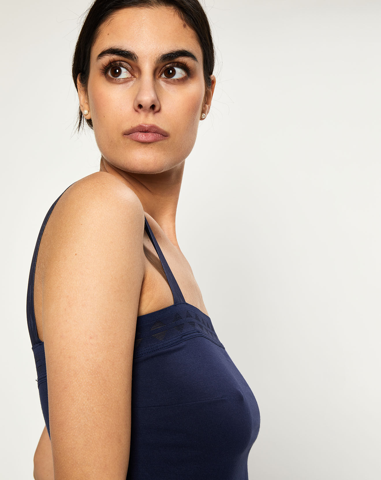 Huit Crop top Jeanne bleu marine