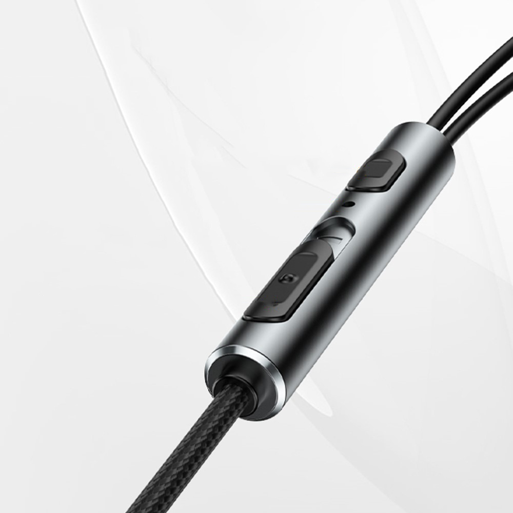 YH41 Stereo In-Ear Kopfhörer Headset mit USB C Anschluss   Mikrofon und Lautstärkeregler - Schwarz