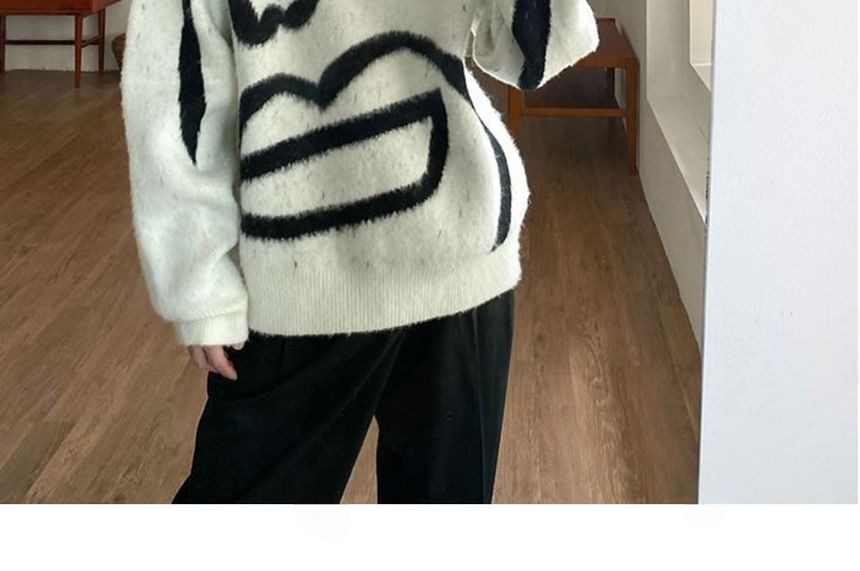 SeoulPop - Unisex Cartoon Print Loose-Fit Trui