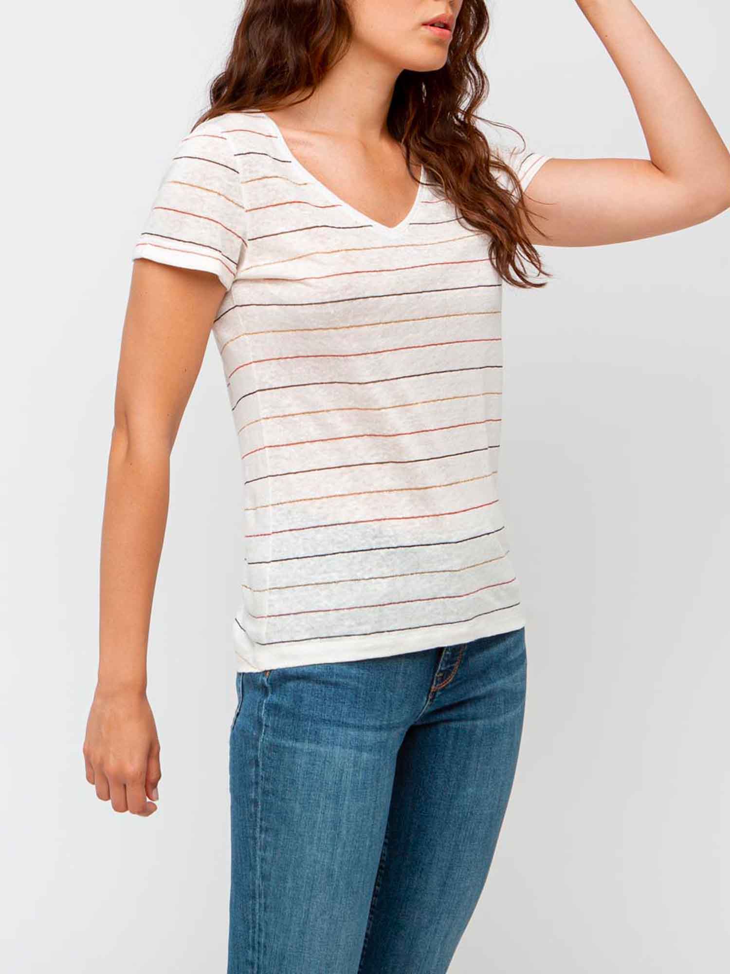 Tee-Shirt Femme En Lin Blanc