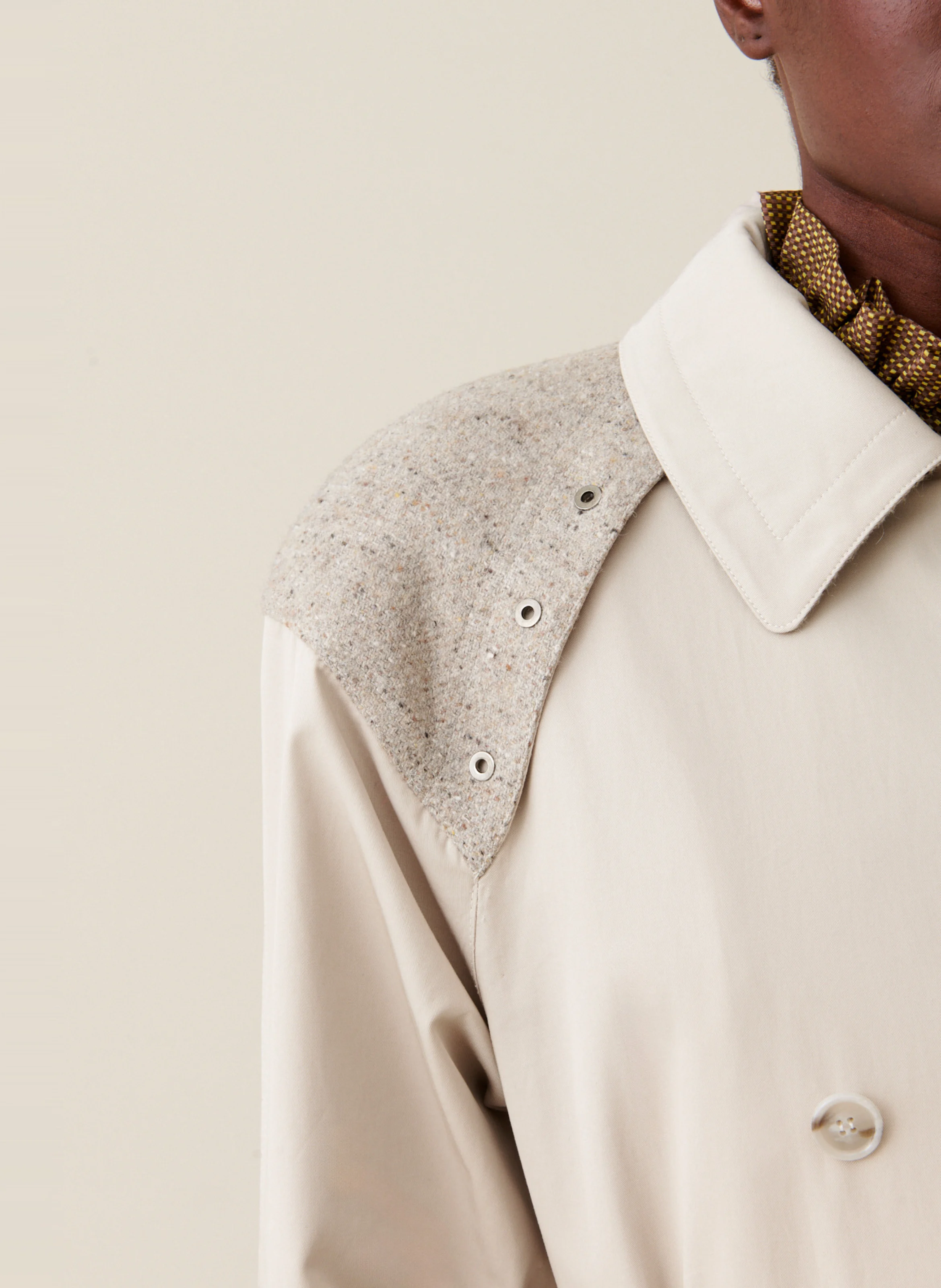 Trench long bi-matière | Beige