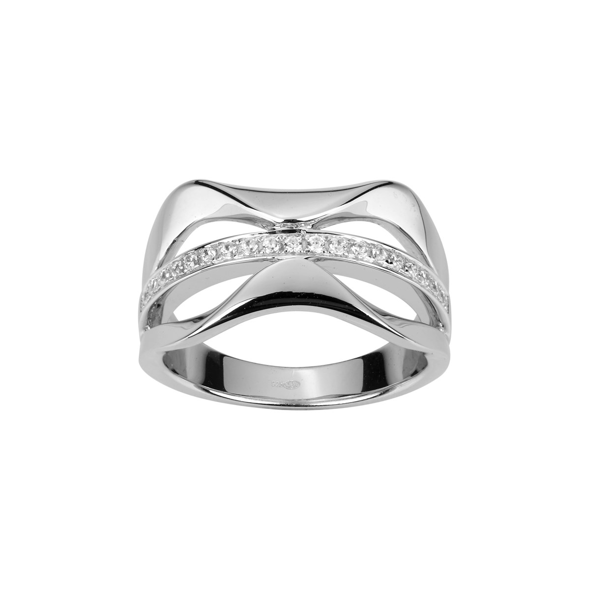Bague en Argent avec oxyde de zirconium blanc