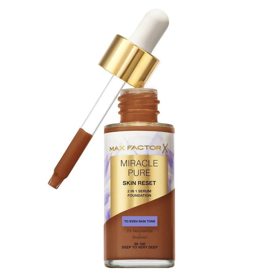 Max Factor Miracle Pure Skin Reset 2 In 1 Serum Foundation Deep To Very Deep 30ml