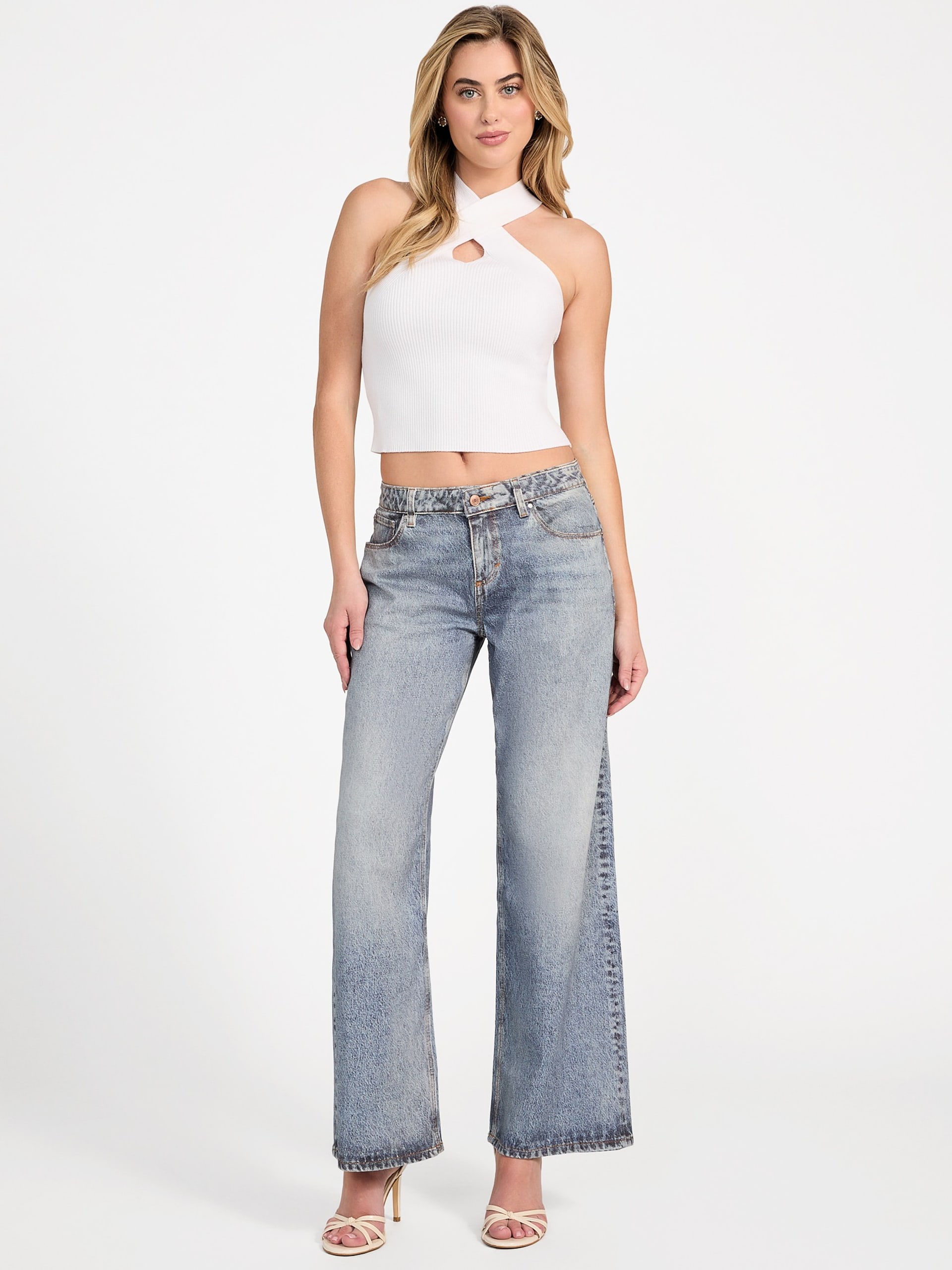 Calça jeans folgada de cintura baixa ecológica
