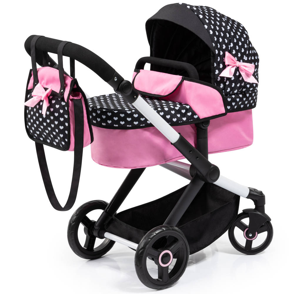 Poppenwagen XEO - zwart/roze