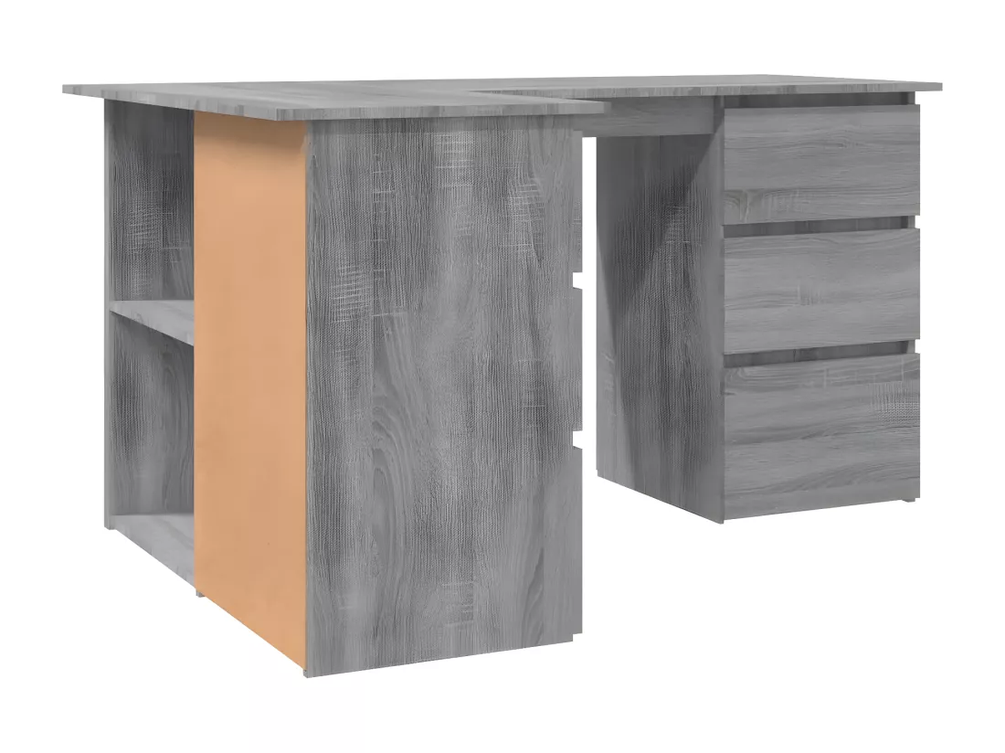 Bureau d'angle Sonoma gris 145x100x76 cm Bois d'ingénierie
