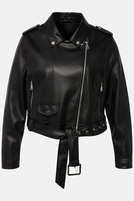 Bikerjacke, Lederoptik, Reverskragen, asymmetrisch