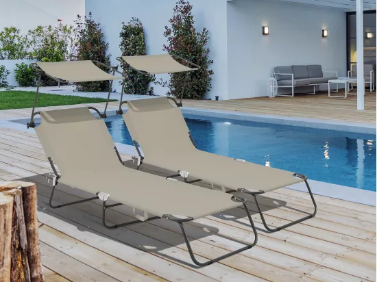 Lot de 2 bains de soleil pliable 