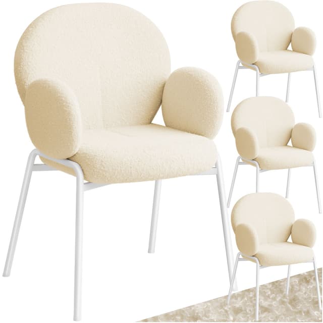 Stol Scandi polstret, Bouclé-stof