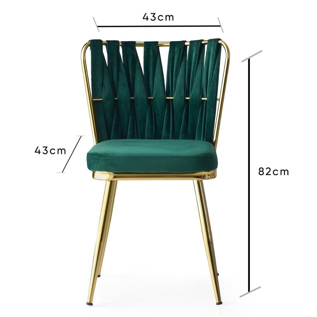 Homitis 2 Chaises Kusakli doré/vert - 43x82x43 cm