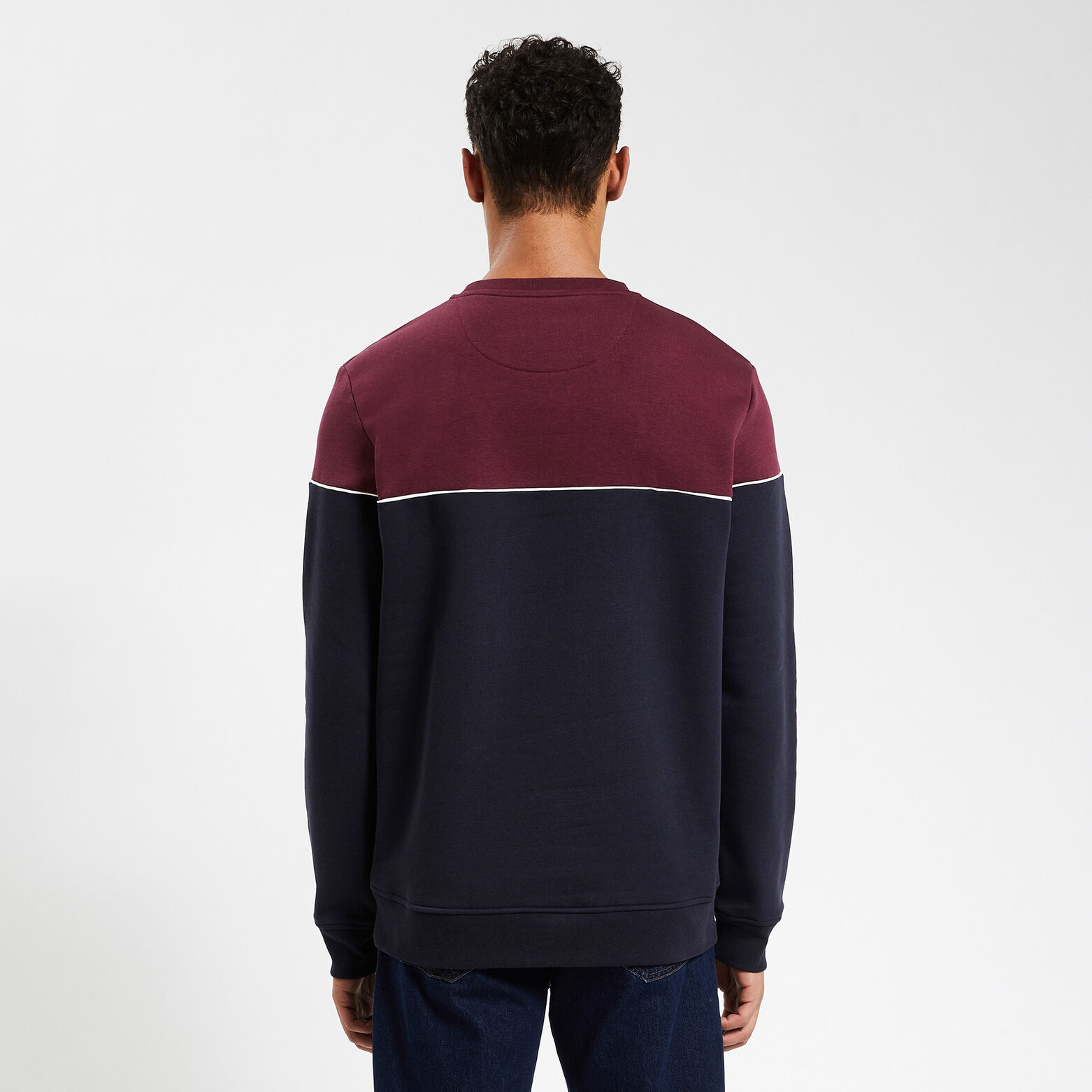 Sweat colorblock à col rond Bleu foncé