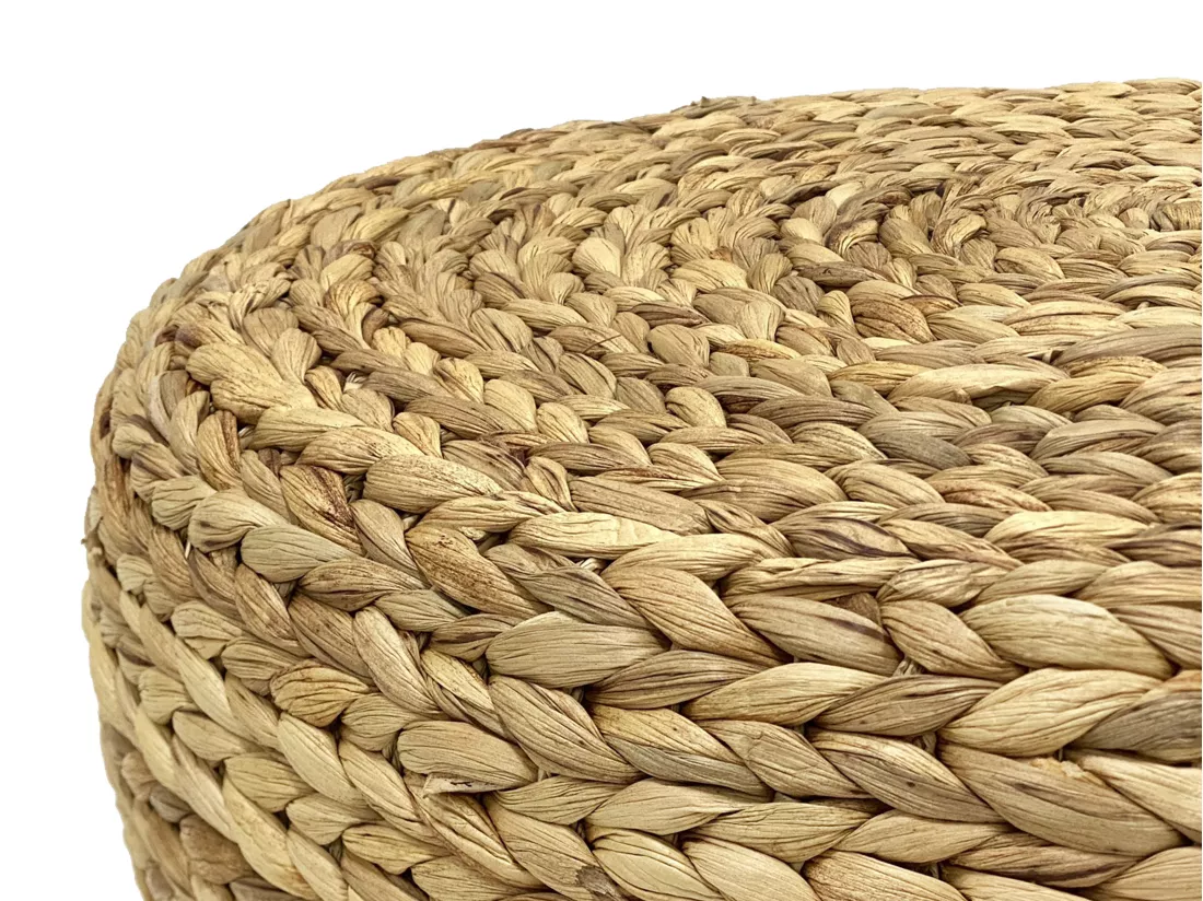 Pouf rond en rotin naturel clair MEVIZO