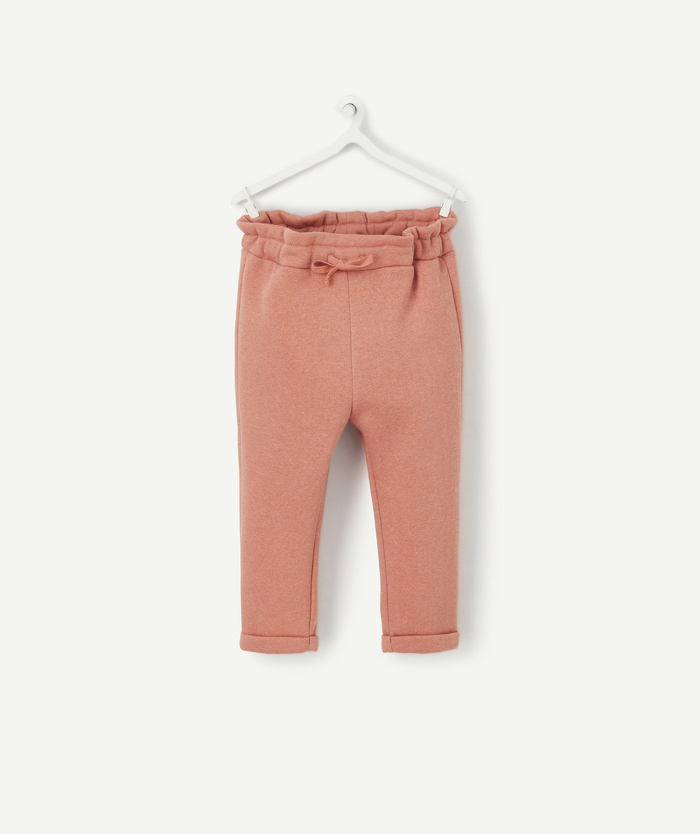 PANTALON BÉBÉ FILLE EN MOLLETON ROSE PAILLETÉ EN FIBRES RECYCLÉES