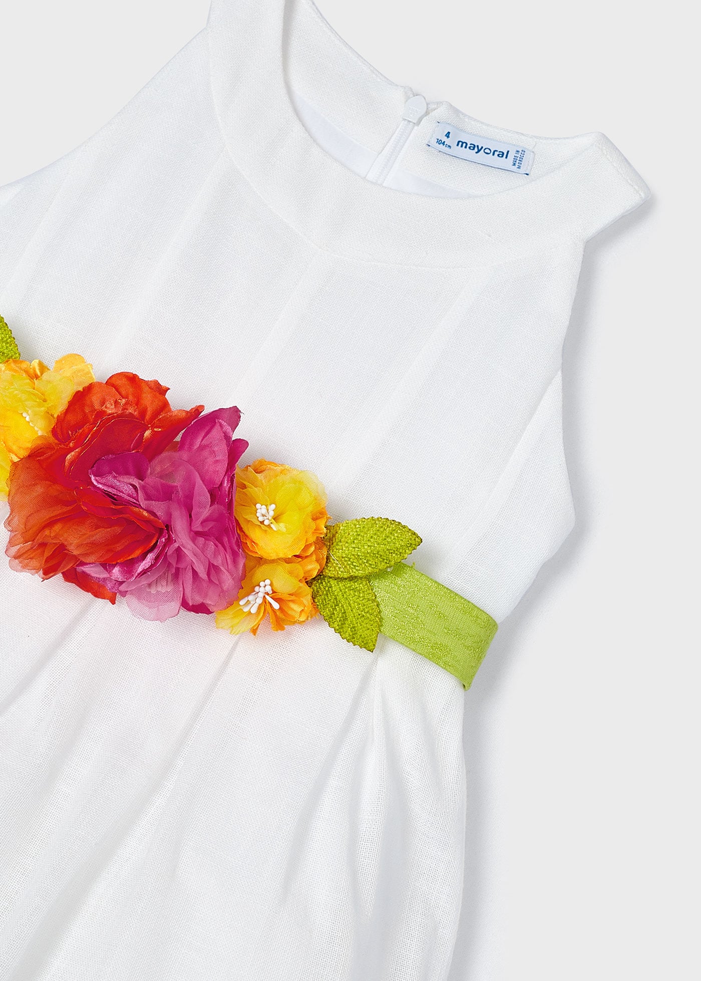 Vestido camélia com cinto floral para meninas
