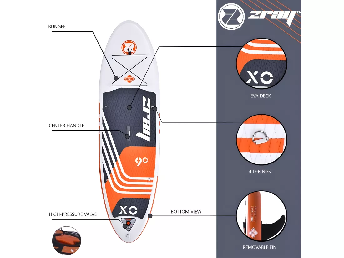 SUP Paddle Gonflable X-Rider Young 9' Zray - Rouge - Dropstitch - Pack complet - Max85kg - 167L - 275x71x13cm (9'x28''x5'')