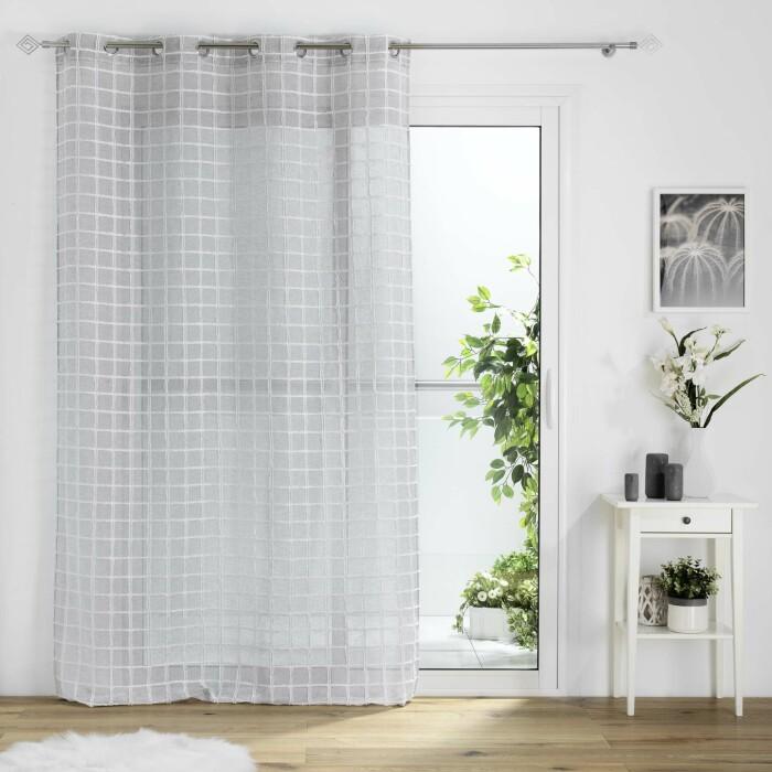 PANNEAU A OEILLETS 140X240CM TISSE FANTAISIE KARRONA GRIS