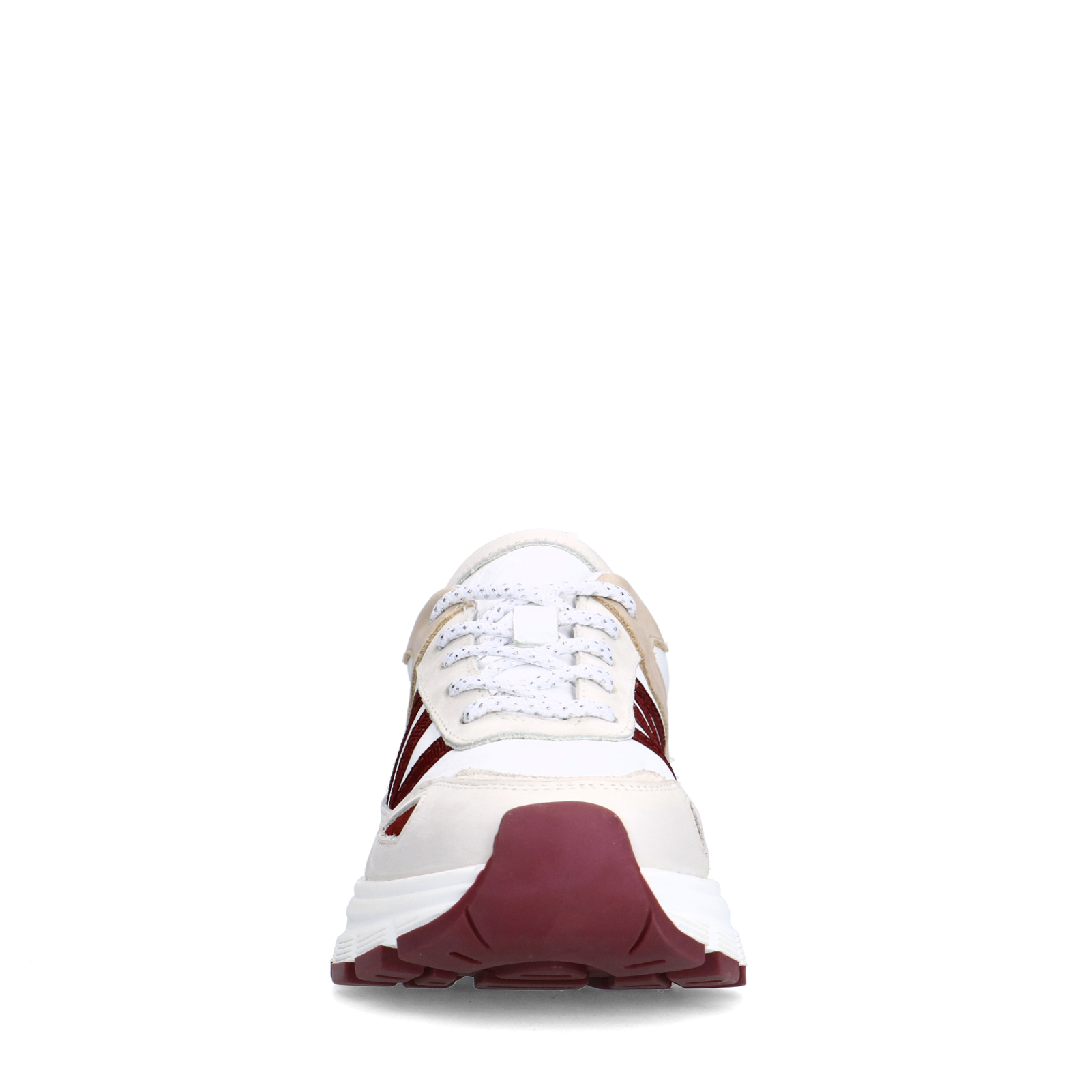 Witte leren sneakers met beige details