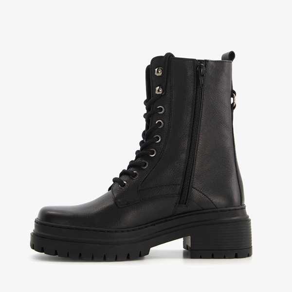 Harper leren dames veterboots zwart