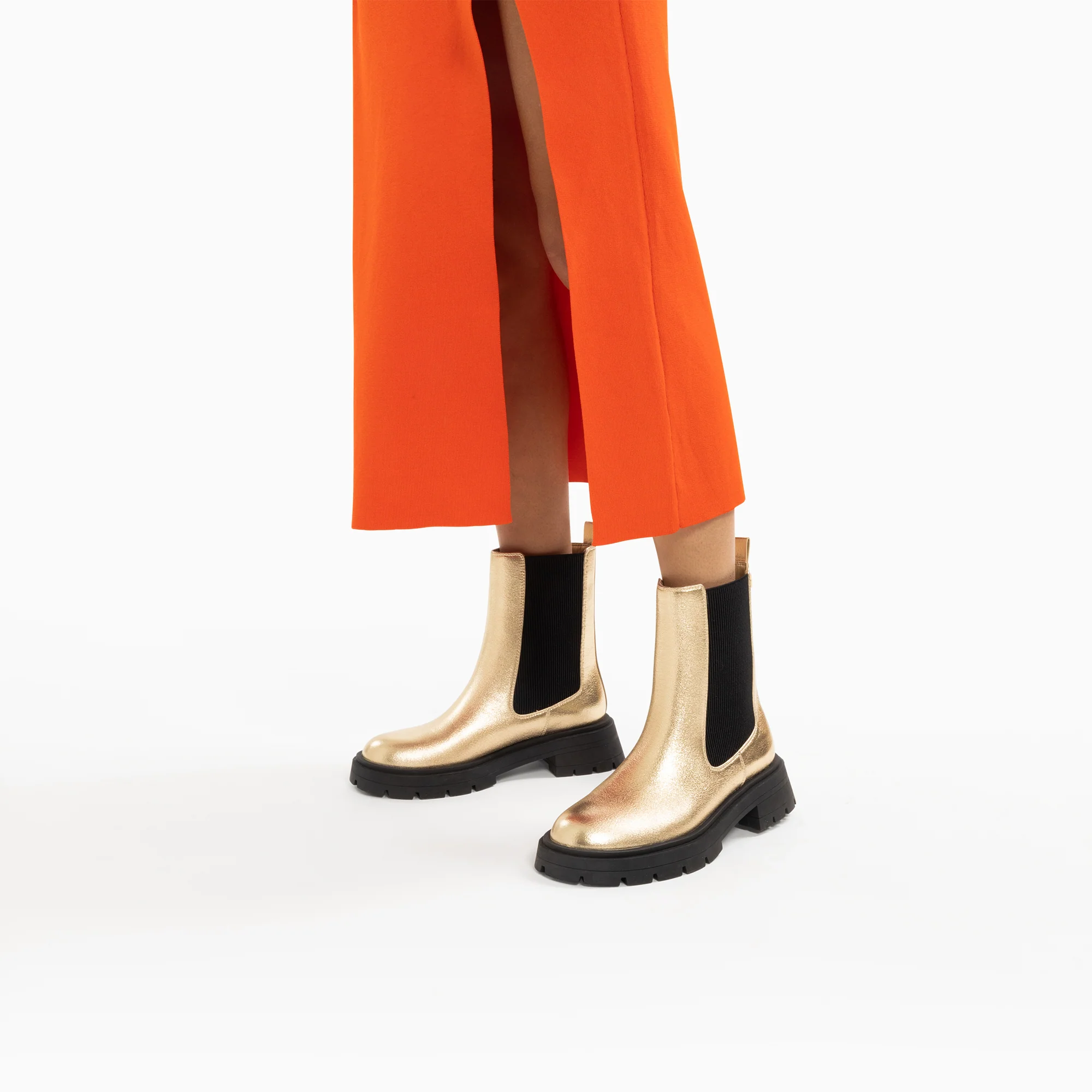 Bottines-Bottines Chelsea Phoebe or à semelle oversize