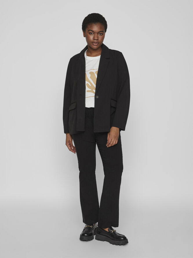 Evoked Vila VILOAN L/S FITTED BLAZER/SU/CUR - N Black