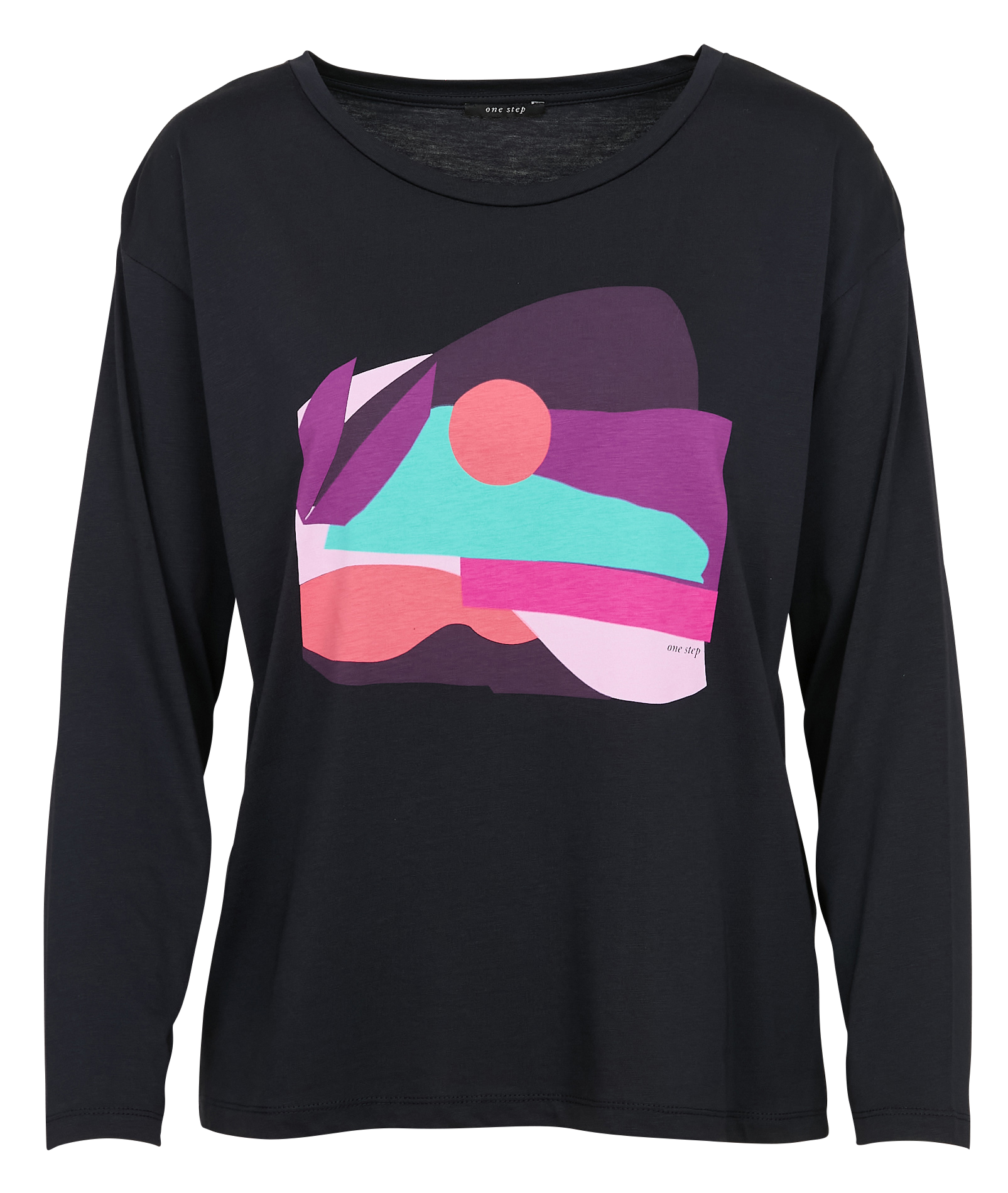 MEZZO - Tee-shirt droit col rond en coton mélangé | Bleu