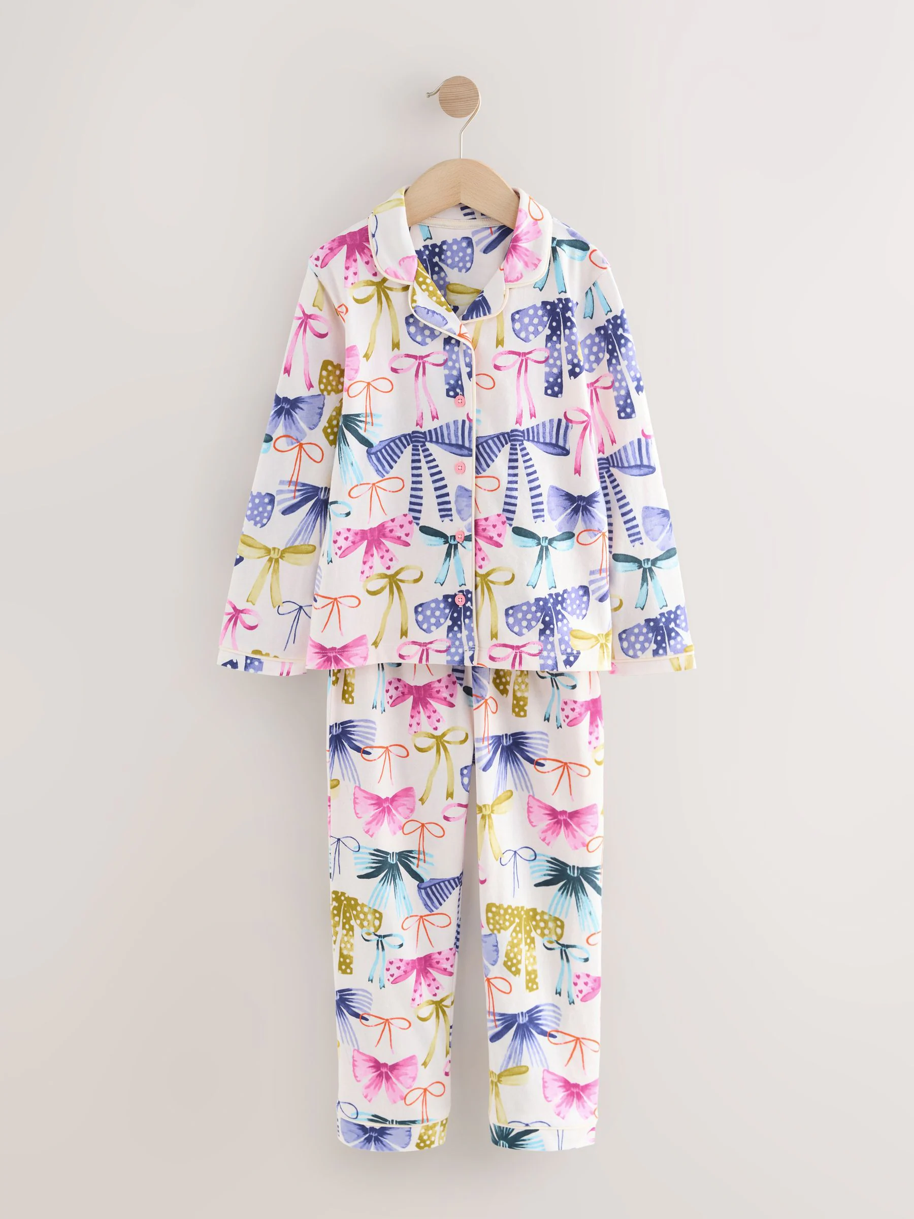 Roze/Groene strikprint - Pyjama met knoopsluiting (3-16jr)