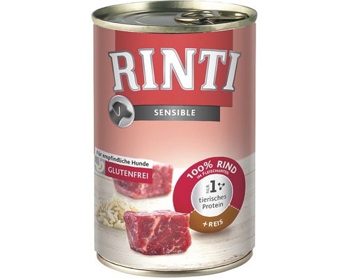 RINTI Sensitive Beef+Rice Natvoer voor Honden 400g