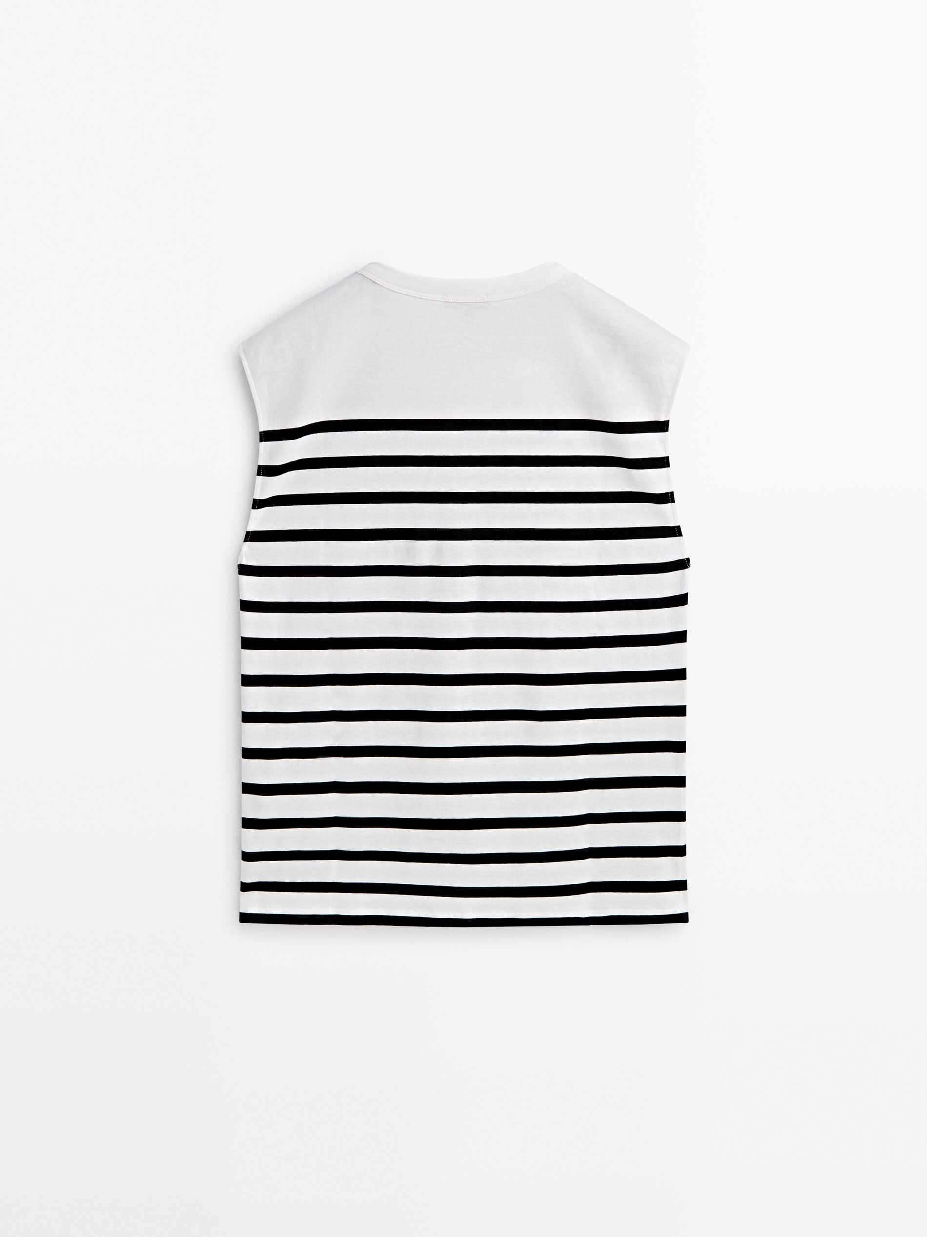 Camiseta rayas algodón botones sin mangas - RAW