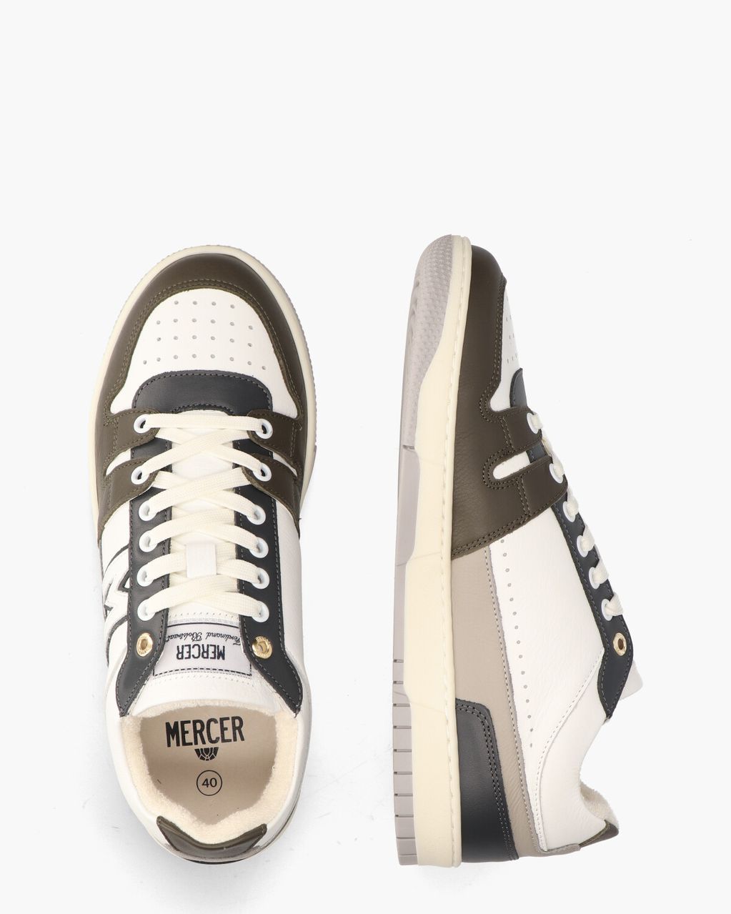 Mercer Amsterdam The Brooklyn M Wit/Blauw/Bruin Herensneakers