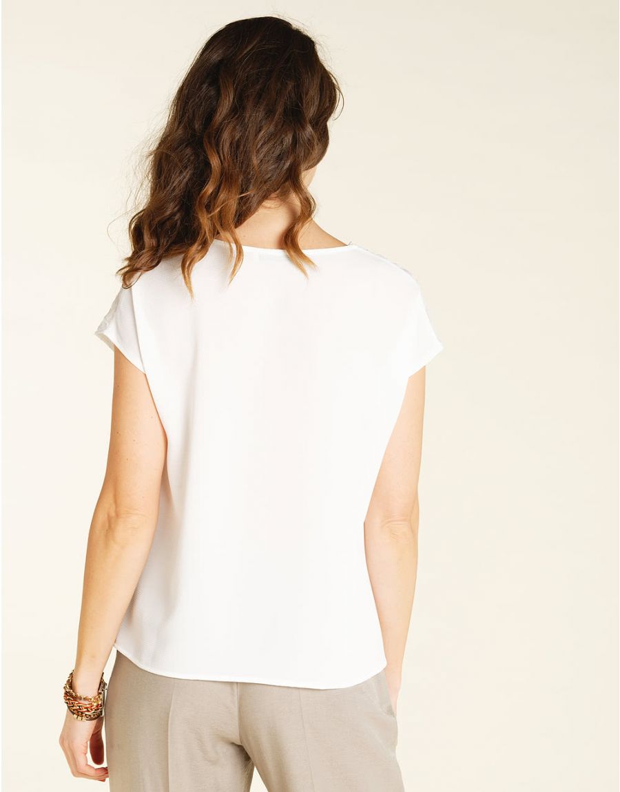 Blouse chic écru corail