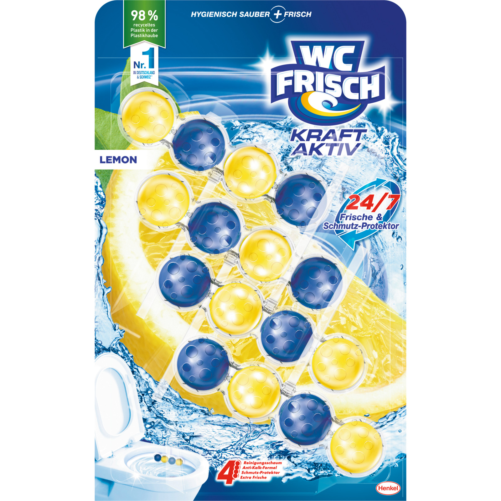 WC Frisch Einhänger Kraft Aktiv Lemon 4 x 50 g