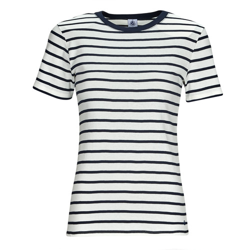 Petit Bateau - MC COL ROND - Marine / Blanc