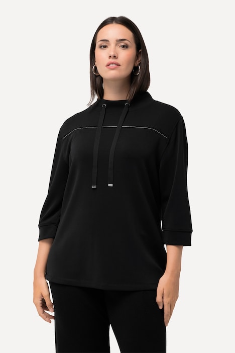 Sweatshirt, Ziersteine, Classic, Stehkragen, 3/4-Arm
