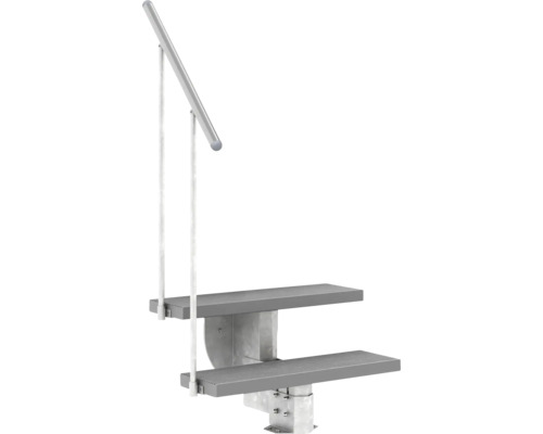 Pertura Petros buitentrap met leuning, 2 stootborden, Trimax, 80 cm, grijs