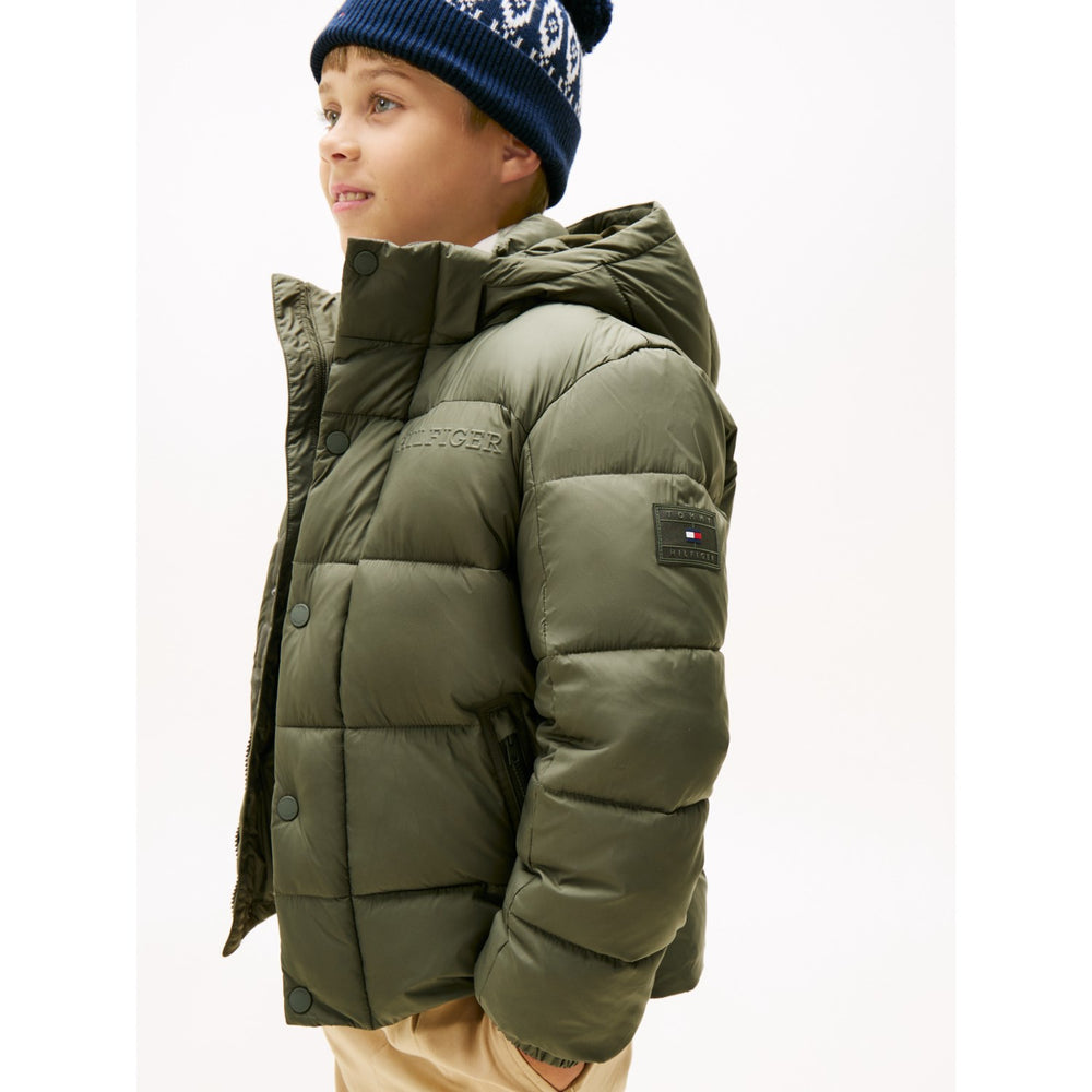 Køb Tommy Hilfiger Pewter Green Matt Og Shine Embossed Jakke